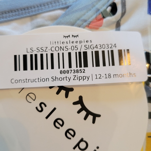 NIB - Little Sleepies Construction Shorty Zippy, 12-18M - Picture 2 of 3